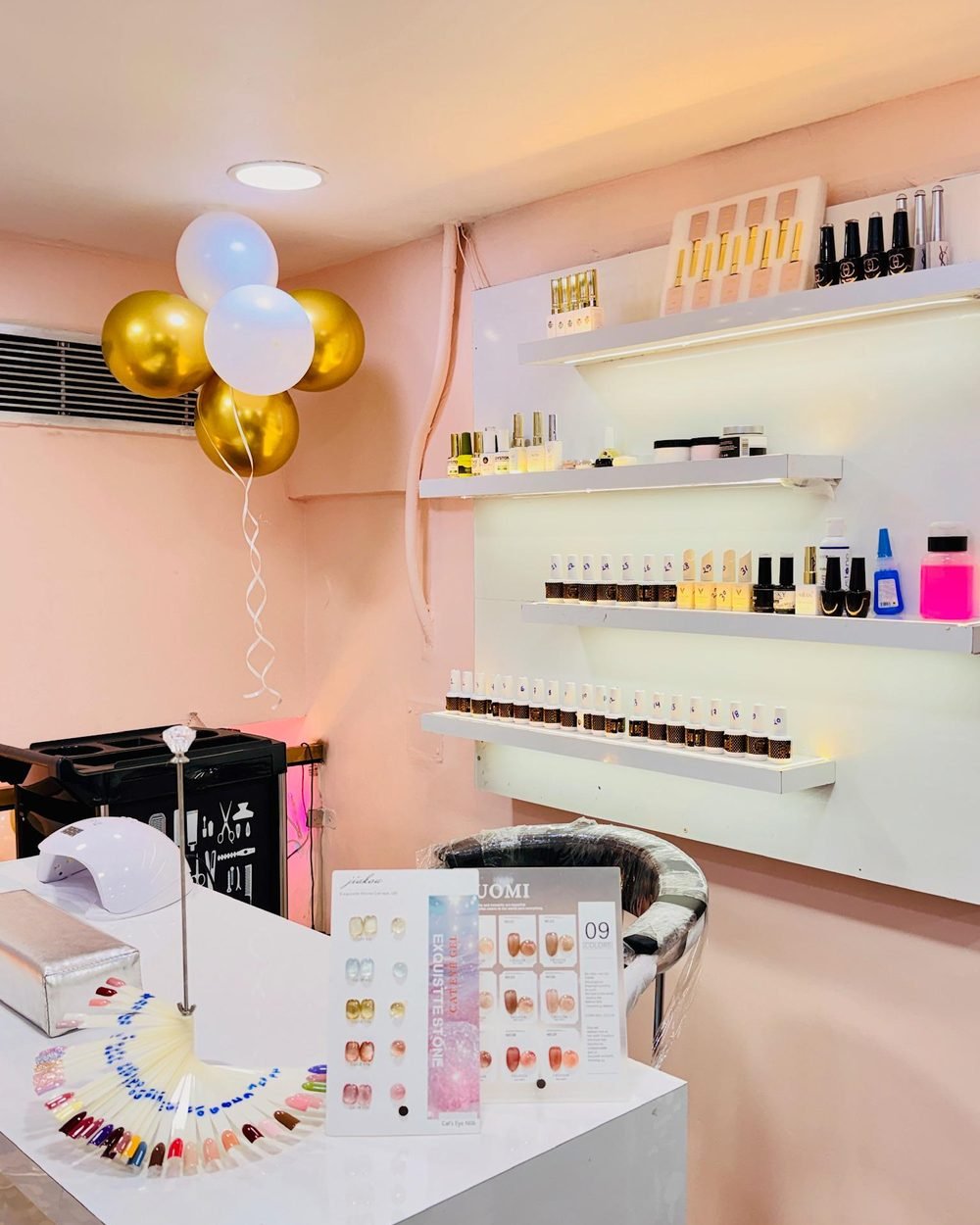 Nail studio setup at Magnify By Varsha salon