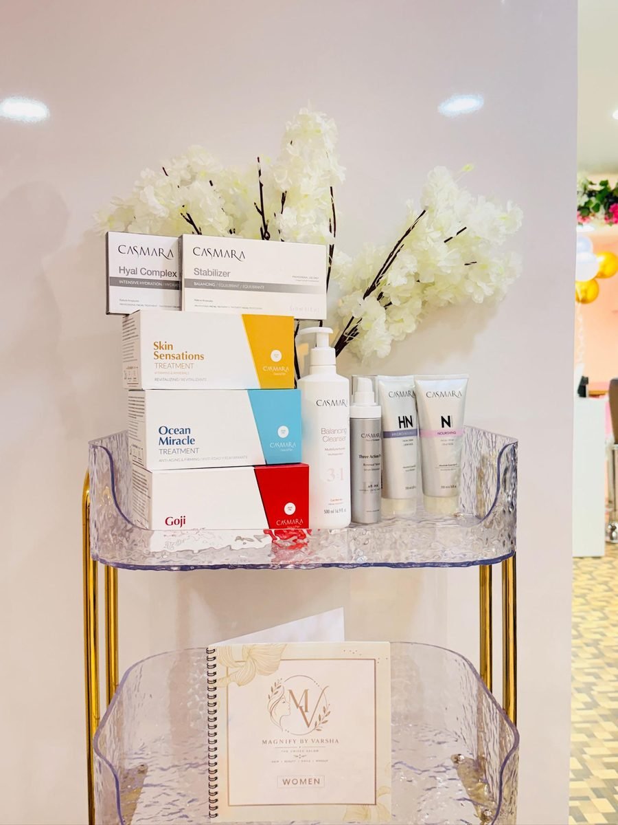 Professional skincare products at Magnify By Varsha salon