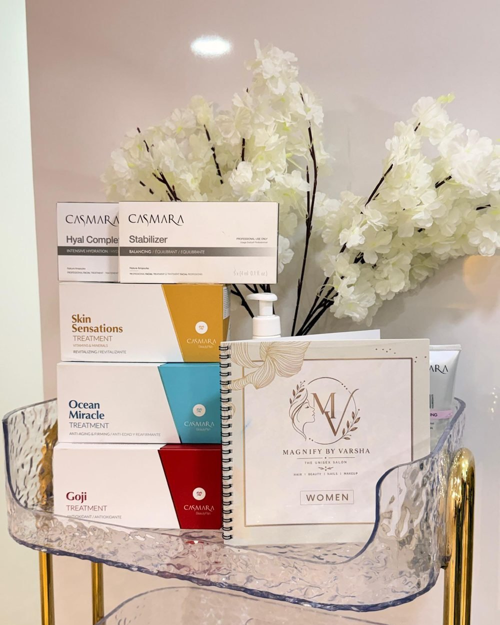 Professional skincare products used at Magnify By Varsha salon